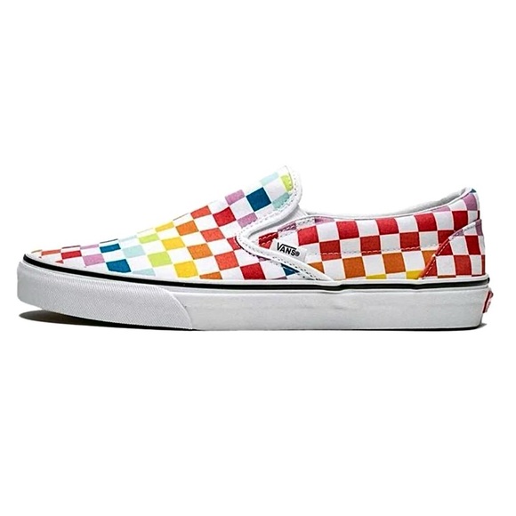 Vans Slip-On Rainbow Checkerboard Canvas Sneakers Men’s 10 Women’s 11.5 NWOT - Picture 3 of 10